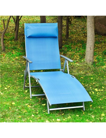 Outsunny Sun Lounger with 7 Levels Adjustable Back, Blue 84B-184BU - pic 53182 | FastDaddyshop