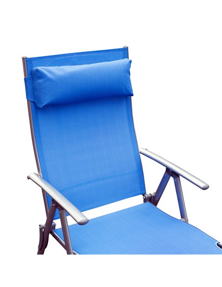 Outsunny Sun Lounger Steel Frame Outdoor Folding Chaise Texteline Lounge Chair Recliner with Headrest & 7 Levels Adjustable Back - pic 53188 | FastDaddyshop