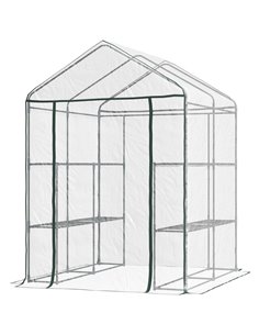 Outsunny 143 x 143 x 195 cm Walk-In Greenhouse, Transparent 01-0472