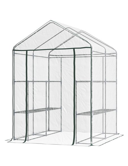 Outsunny 143 x 143 x 195 cm Walk-In Greenhouse, Transparent 01-0472 - pic 53190 | FastDaddyshop