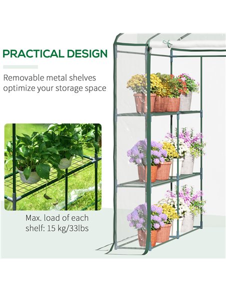 Outsunny 143 x 143 x 195 cm Walk-In Greenhouse 3 Tiers Portable Grow House w/ 8 Shelves, Metal Frame, PVC Film, Transparent 01-0 - pic 53196 | FastDaddyshop