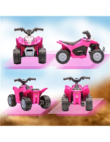 AIYAPLAY Honda Licensed Kids Quad Bike, 6V Electric Ride on Car ATV Toy with LED Light Horn for 1.5-3 Years, Pink