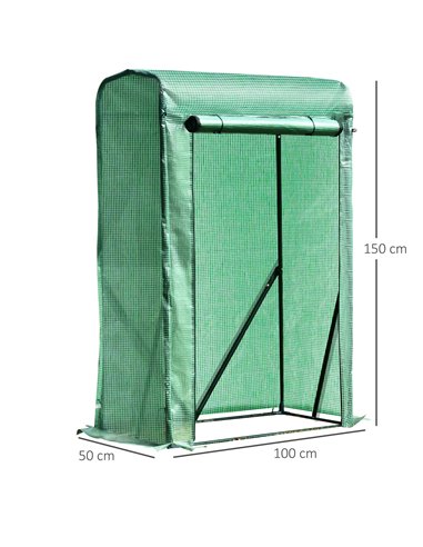 Outsunny Outdoor PE Greenhouse Steel Frame Plant Cover with Zipper 100L x 50W x 150HCM - Green 845-300