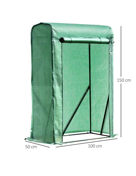 Outsunny Outdoor PE Greenhouse Steel Frame Plant Cover with Zipper 100L x 50W x 150HCM - Green 845-300 - pic 53210 | FastDaddyshop