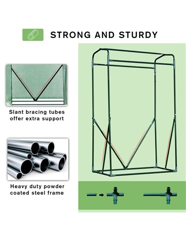 Outsunny Outdoor PE Greenhouse Steel Frame Plant Cover with Zipper 100L x 50W x 150HCM - Green 845-300