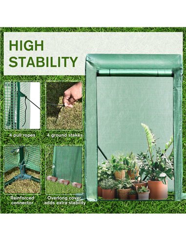 Outsunny Outdoor PE Greenhouse Steel Frame Plant Cover with Zipper 100L x 50W x 150HCM - Green 845-300