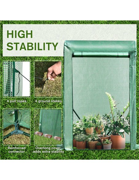 Outsunny Outdoor PE Greenhouse Steel Frame Plant Cover with Zipper 100L x 50W x 150HCM - Green 845-300 - pic 53214 | FastDaddyshop