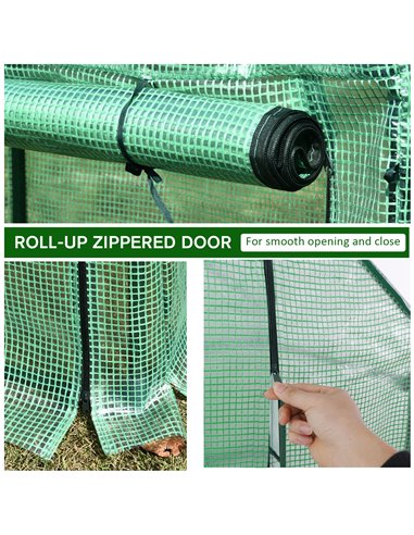 Outsunny Outdoor PE Greenhouse Steel Frame Plant Cover with Zipper 100L x 50W x 150HCM - Green 845-300