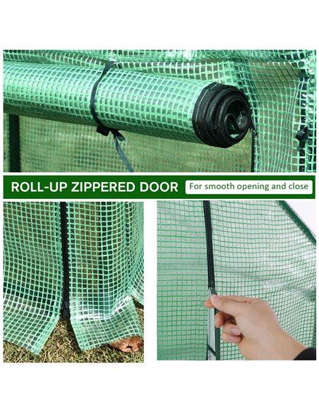 Outsunny Outdoor PE Greenhouse Steel Frame Plant Cover with Zipper 100L x 50W x 150HCM - Green 845-300 - pic 53215 | FastDaddyshop