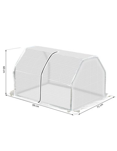 Outsunny Mini Greenhouse Portable Garden Greenhouse Metal Frame Grow House with PVC Cover, Middle Zip Fastening, 99 x 71 x 60 cm