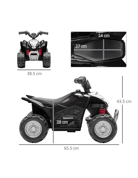AIYAPLAY Honda Licensed Kids Quad Bike, 6V Electric Ride on Car ATV Toy with LED Light Horn for 1.5-3 Years, Black - pic 5323 | FastDaddyshop