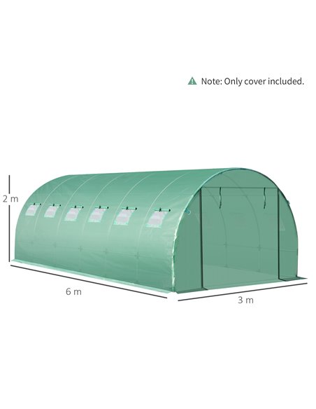 Outsunny 6 x 3 x 2m Greenhouse Replacement Cover ONLY Winter Garden Plant PE Cover for Tunnel Walk-in Greenhouse with Roll-up Wi - pic 53246 | FastDaddyshop