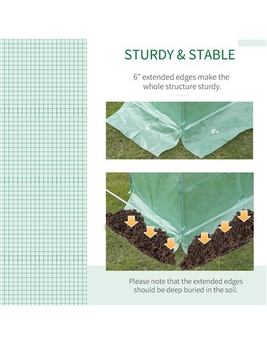 Outsunny 6 x 3 x 2m Greenhouse Replacement Cover ONLY Winter Garden Plant PE Cover for Tunnel Walk-in Greenhouse with Roll-up Wi