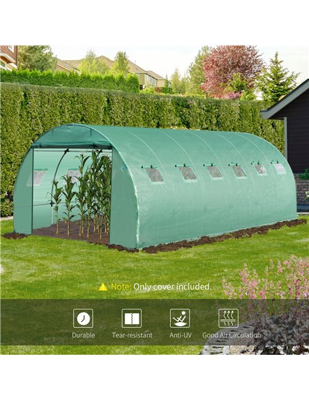 Outsunny 6 x 3 x 2m Greenhouse Replacement Cover ONLY Winter Garden Plant PE Cover for Tunnel Walk-in Greenhouse with Roll-up Wi - pic 53248 | FastDaddyshop