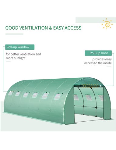 Outsunny 6 x 3 x 2m Greenhouse Replacement Cover ONLY Winter Garden Plant PE Cover for Tunnel Walk-in Greenhouse with Roll-up Wi