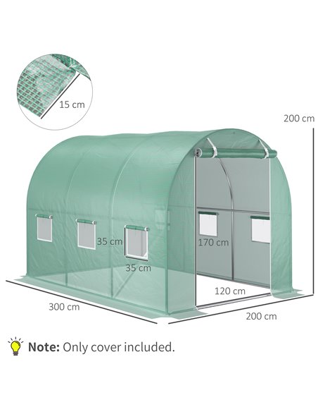 Outsunny 10x7ft Greenhouse Replacement Cover Winter Garden Plant PE Cover for Tunnel Walk-in Greenhouse with Roll-up Windows Doo - pic 53255 | FastDaddyshop