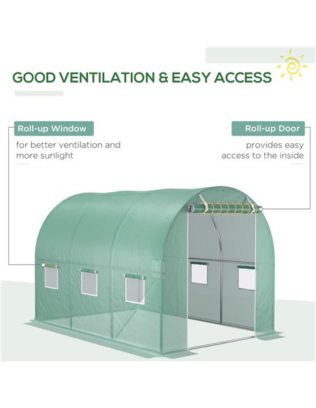 Outsunny 10x7ft Greenhouse Replacement Cover Winter Garden Plant PE Cover for Tunnel Walk-in Greenhouse with Roll-up Windows Doo - pic 53256 | FastDaddyshop