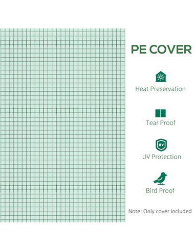 Outsunny 10x7ft Greenhouse Replacement Cover Winter Garden Plant PE Cover for Tunnel Walk-in Greenhouse with Roll-up Windows Doo