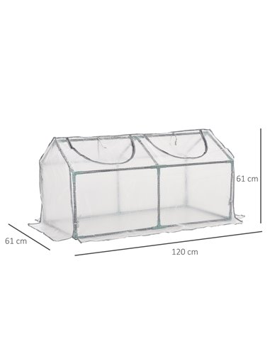 Outsunny Mini Greenhouse Portable Flower Planter Tomato Vegetable House for Garden Backyard with Zipper 120 x 60 x 60 cm, White 
