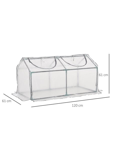 Outsunny Mini Greenhouse Portable Flower Planter Tomato Vegetable House for Garden Backyard with Zipper 120 x 60 x 60 cm, White  - pic 53309 | FastDaddyshop