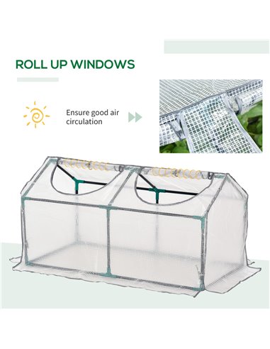 Outsunny Mini Greenhouse Portable Flower Planter Tomato Vegetable House for Garden Backyard with Zipper 120 x 60 x 60 cm, White 