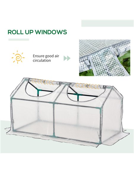Outsunny Mini Greenhouse Portable Flower Planter Tomato Vegetable House for Garden Backyard with Zipper 120 x 60 x 60 cm, White  - pic 53311 | FastDaddyshop