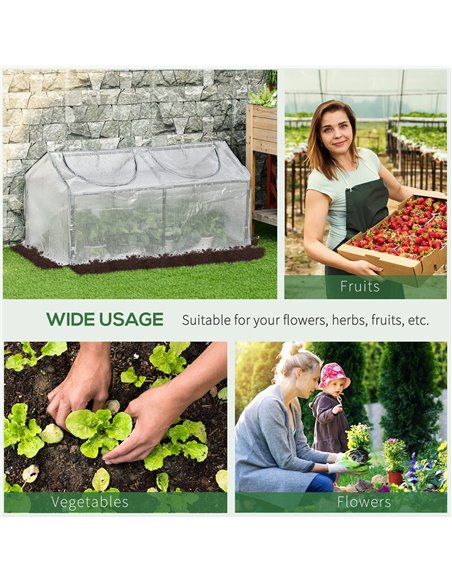 Outsunny Mini Greenhouse Portable Flower Planter Tomato Vegetable House for Garden Backyard with Zipper 120 x 60 x 60 cm, White  - pic 53312 | FastDaddyshop