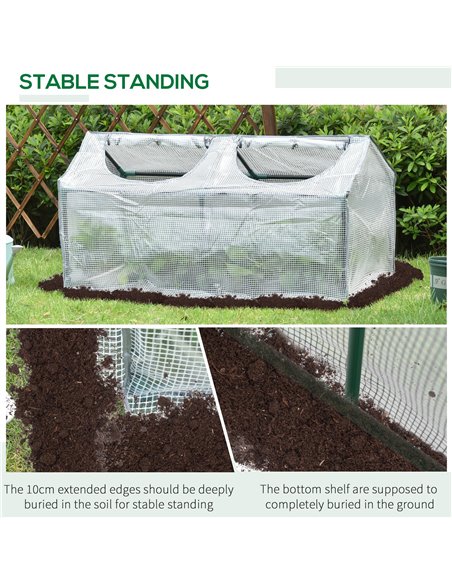 Outsunny Mini Greenhouse Portable Flower Planter Tomato Vegetable House for Garden Backyard with Zipper 120 x 60 x 60 cm, White  - pic 53313 | FastDaddyshop