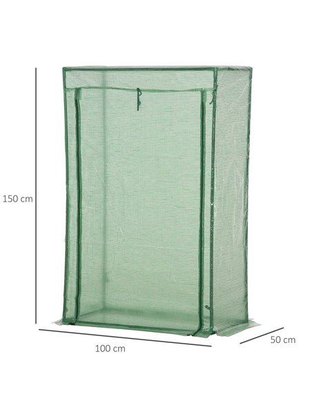 Outsunny 100 x 50 x 150cm Greenhouse Steel Frame PE Cover with Roll-up Door Outdoor for Backyard, Balcony, Garden, Green 845-386 - pic 53327 | FastDaddyshop