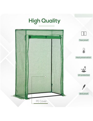 Outsunny 100 x 50 x 150cm Greenhouse Steel Frame PE Cover with Roll-up Door Outdoor for Backyard, Balcony, Garden, Green 845-386