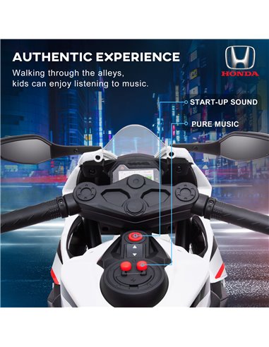 HOMCOM Electric Ride On Motorcycle with Headlights Music, 6V Battery Powered Kids Motorcycle Vehicle with Training Wheels, for 3