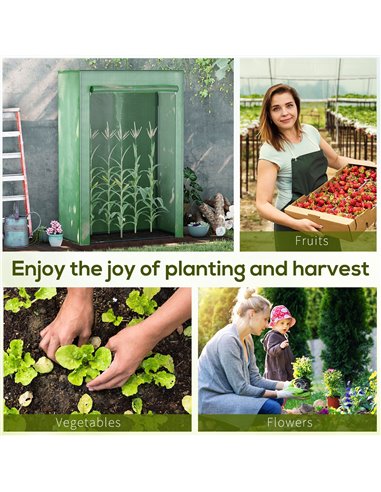Outsunny 100 x 50 x 150cm Greenhouse Steel Frame PE Cover with Roll-up Door Outdoor for Backyard, Balcony, Garden, Green 845-386