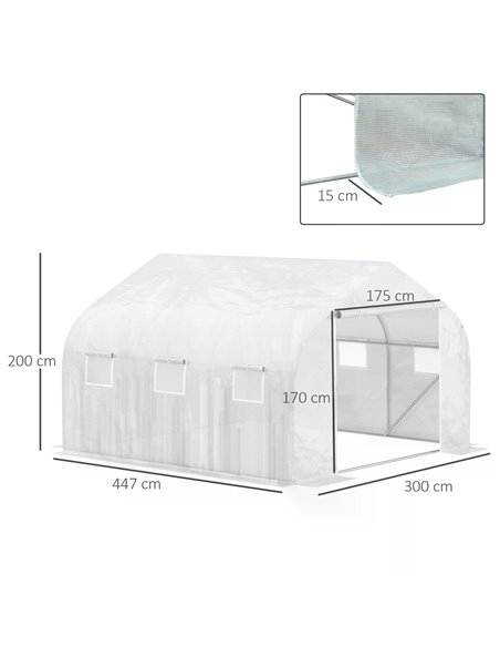 Outsunny 4.5 x 3 x 2m Greenhouse Replacement Cover Reinforced Gardening Plant Cover for Walk-In Growhouse with Zipper Door, Whit - pic 53336 | FastDaddyshop