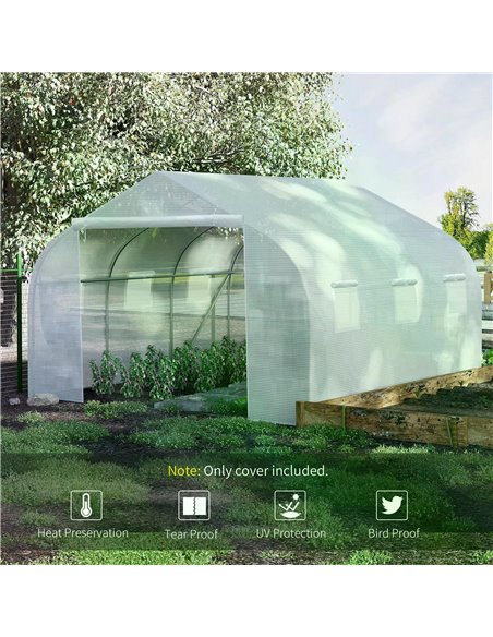 Outsunny 4.5 x 3 x 2m Greenhouse Replacement Cover Reinforced Gardening Plant Cover for Walk-In Growhouse with Zipper Door, Whit - pic 53337 | FastDaddyshop