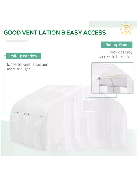 Outsunny 4.5 x 3 x 2m Greenhouse Replacement Cover Reinforced Gardening Plant Cover for Walk-In Growhouse with Zipper Door, Whit - pic 53338 | FastDaddyshop