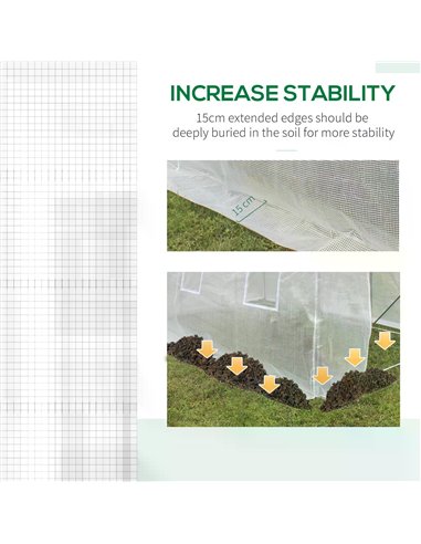Outsunny 4.5 x 3 x 2m Greenhouse Replacement Cover Reinforced Gardening Plant Cover for Walk-In Growhouse with Zipper Door, Whit