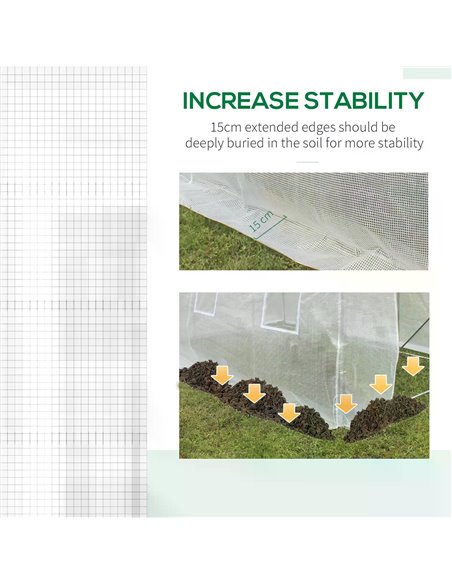 Outsunny 4.5 x 3 x 2m Greenhouse Replacement Cover Reinforced Gardening Plant Cover for Walk-In Growhouse with Zipper Door, Whit - pic 53339 | FastDaddyshop