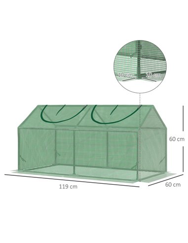 Outsunny Mini Greenhouse, Small Plant Grow House for Outdoor with Durable PE Cover, Observation Windows, 119 x 60 x 60 cm, Green