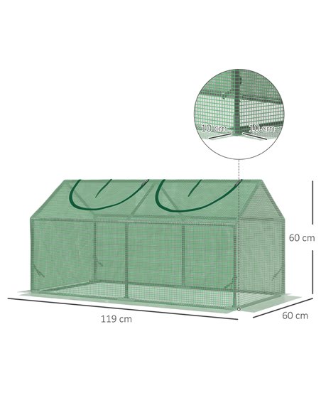 Outsunny Mini Greenhouse, Small Plant Grow House for Outdoor with Durable PE Cover, Observation Windows, 119 x 60 x 60 cm, Green - pic 53345 | FastDaddyshop