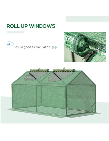 Outsunny Mini Greenhouse, Small Plant Grow House for Outdoor with Durable PE Cover, Observation Windows, 119 x 60 x 60 cm, Green