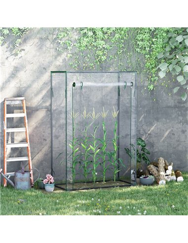 Outsunny Greenhouse with Steel Frame, PVC Cover, Roll-up Door for Outdoor, Backyard, Balcony, Garden, 100 x 50 x 150cm, Transpar