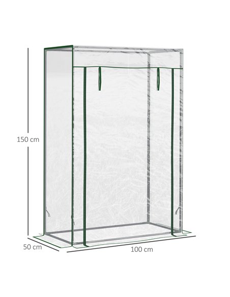 Outsunny Greenhouse with Steel Frame, PVC Cover, Roll-up Door for Outdoor, Backyard, Balcony, Garden, 100 x 50 x 150cm, Transpar - pic 53354 | FastDaddyshop