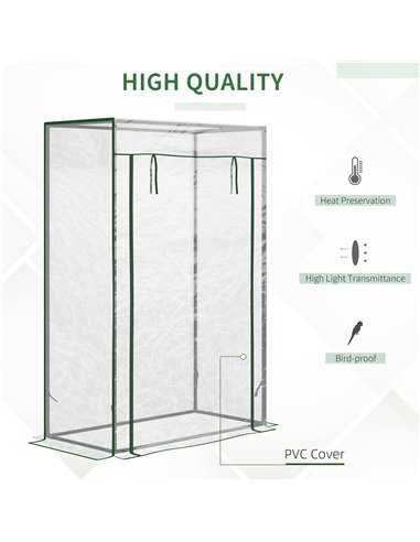 Outsunny Greenhouse with Steel Frame, PVC Cover, Roll-up Door for Outdoor, Backyard, Balcony, Garden, 100 x 50 x 150cm, Transpar