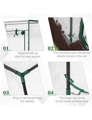 Outsunny Greenhouse with Steel Frame, PVC Cover, Roll-up Door for Outdoor, Backyard, Balcony, Garden, 100 x 50 x 150cm, Transpar