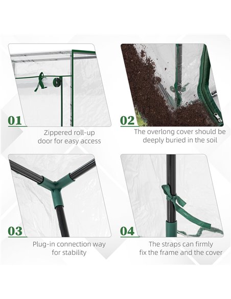 Outsunny Greenhouse with Steel Frame, PVC Cover, Roll-up Door for Outdoor, Backyard, Balcony, Garden, 100 x 50 x 150cm, Transpar - pic 53356 | FastDaddyshop