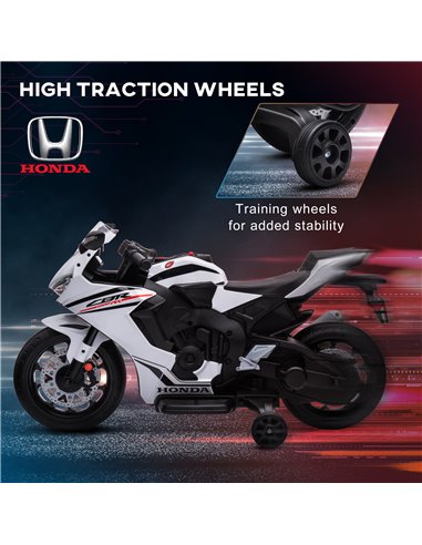 HOMCOM Electric Ride On Motorcycle with Headlights Music, 6V Battery Powered Kids Motorcycle Vehicle with Training Wheels, for 3