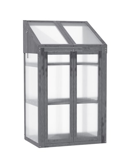 Outsunny 3-Tier 70 x 50 x 120 cm Wooden Cold Frame Greenhouse, Grey 845-672GY - pic 53361 | FastDaddyshop