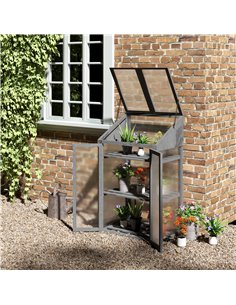 Outsunny 3-Tier 70 x 50 x 120 cm Wooden Cold Frame Greenhouse, Grey 845-672GY 2