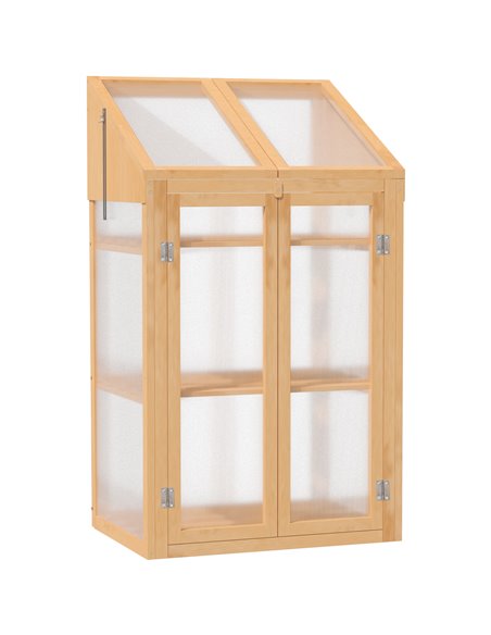 Outsunny 70 x 50 x 120cm Wooden Greenhouse, Cold Frame Grow House, Brown 845-672BN - pic 53379 | FastDaddyshop