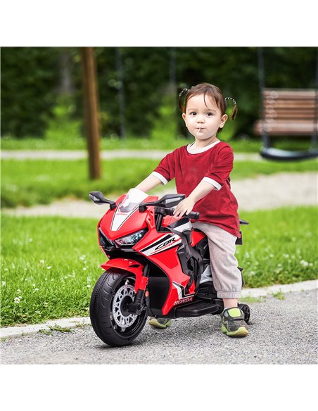 HOMCOM Electric Ride On Motorcycle with Headlights Music, 6V Battery Powered Kids Motorcycle Vehicle with Training Wheels, Outdo - pic 5338 | FastDaddyshop